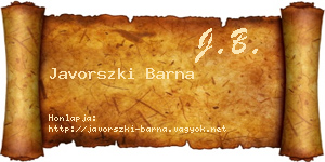 Javorszki Barna névjegykártya